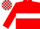 RED, white hoop, white armlet, check cap