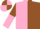 PINK & BROWN HALVED, sleeves reversed, quartered cap