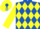 Royal Blue and Yellow diamonds, Yellow sleeves, Yellow cap, Royal Blue tassel