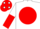 White, Red disc, White and Red halved sleeves, Red cap, White spots