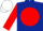 Dark Blue, Red disc and sleeves, White cap