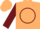 Beige, burgundy circle and 'SBS', burgundy sleeves, burgundy and beige cap