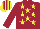 MAROON, yellow stars, maroon sleeves, striped cap
