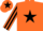 ORANGE, black star, striped sleeves, black star on cap
