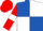 Royal Blue and White (quartered), Red sleeves, White armlets, Red cap