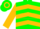 Green, Gold Chevrons, Gold Hoop on Sleeves