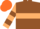Brown, Beige hoop, Beige and Brown hooped sleeves, Orange cap