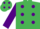 Emerald Green, Purple spots, sleeves and spots on cap