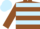 Brown, Light Blue hoops, Brown sleeves, Light Blue cap