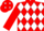 RED & WHITE DIAMONDS, red sleeves, red cap, white diamonds