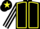 Black, Yellow seams, Black and White striped sleeves, Black cap, Yellow star