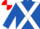 Royal Blue, White cross belts, Red, White and Blue quartered cap