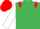 Emerald Green, Red epaulets, White sleeves, Red cap