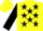 YELLOW, black stars, black sleeves, yellow cap