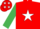 REd, white star, emerald green sleeves, red cap, white stars