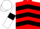Red, Black chevrons, White sleeves, Black armlets, White cap