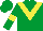 EMERALD GREEN, yellow chevron, yellow armlet, emerald green cap