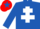 ROYAL BLUE, white cross of lorraine, white armlet, red cap, royal blue star