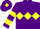 Purple, Yellow triple diamond, hooped sleeves and diamond on cap