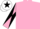 Pink, Pink and Black diabolo on sleeves, White cap, Black star