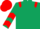 Dark Green, Red epaulets, chevrons on sleeves, Red cap