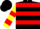 Black, red hoops, yellow and red hooped sleeves