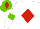 White, Red diamond, White sleeves, Light Green armlets, Light Green cap, Red diamond