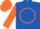 Royal Blue, Orange Circle and 'R', Orange Sleeves, Two Blue Hoops, Orange Cap, Blue Visor