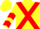 Yellow, Red cross belts, chevrons on sleeves, Yellow cap
