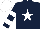 Dark Blue, White star, hooped sleeves, White cap