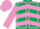 DARK GREEN & MAUVE CHEVRONS, mauve seams on sleeves, mauve cap