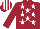 MAROON, white stars, striped cap