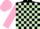 Black and Light Green check, Pink sleeves and cap