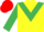 Yellow, Emerald Green chevron and sleeves, Red cap