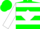 Green, Yellow Diamond in White Diamond Frame, Yellow and White Hoops on Sleeves