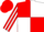 RED & WHITE QUARTERED, striped sleeves, red cap