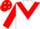 WHITE, red chevron & sleeves, red cap, white diamonds