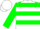 White, Green Epaulets, Green Hoops on Sleeves