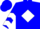 Blue, white diamond belt, white chevrons on sleeves, blue cap
