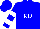 Blue, white 'KD', white bars on sleeves