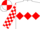 White, Red triple diamond, check sleeves, quartered cap