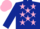 DARK BLUE, pink stars, pink cap