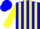 Blue, yellow 'W', yellow stripes on sleeves, blue cap