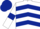 White, Dark Blue chevrons, White sleeves, Dark Blue armlets, Dark Blue cap