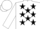 White, Black stars, White cap