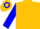 Gold, Blue sleeves, Red cap, Gold hoop