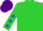 Lime Green, Purple Circled 'M', Royal Blue Stars on Sleeves, Purple Cap
