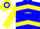 Midnight Blue, Yellow Chevrons, Blue Hoop on Yellow sleeves