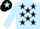 LIGHT BLUE, black stars, black cap, light blue star