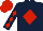 Dark Blue, Red diamond, diamonds on sleeves, Red cap